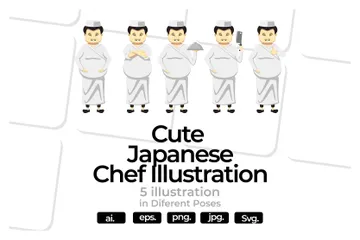 Japanischer Koch Illustrationspack