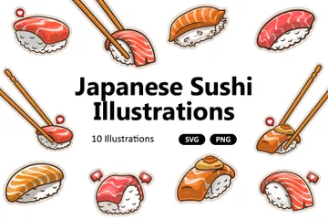 Japanisches Sushi Illustrationspack