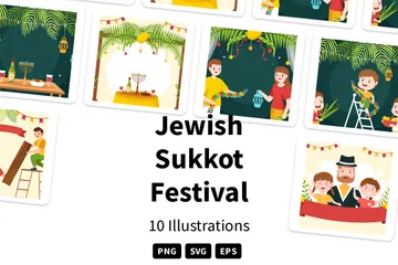 ユダヤ教のスッコット祭り イラストパック