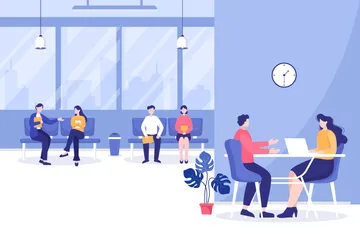 Job Interview Meeting And Hiring Illustration Pack