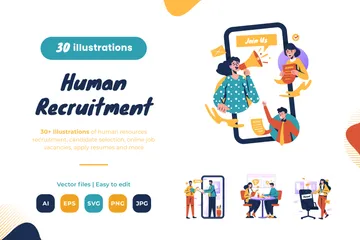 Human Resources Recruitment Illustration Pack