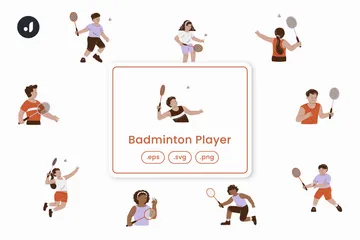 Jogador de badminton Illustration Pack