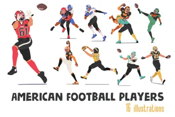 Jogadores de futebol americano Pacote de Ilustrações