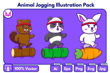 Jogging avec des animaux Pack d'Illustrations