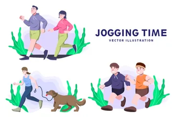 Jogging-Zeit Illustrationspack