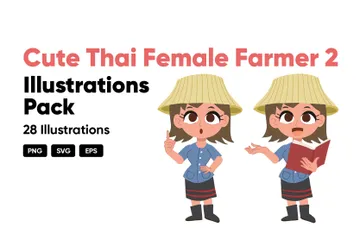 Jolie agricultrice thaïlandaise Pack d'Illustrations