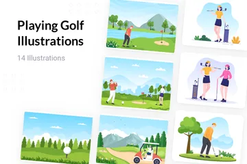 Jouer au golf Pack d'Illustrations