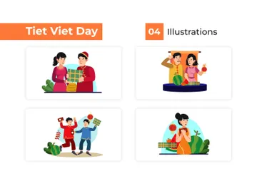 Journée du Tiet Viet Pack d'Illustrations