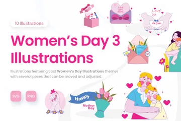 Journée de la femme 3 Pack d'Illustrations