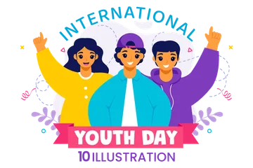 Journée internationale de la jeunesse Pack d'Illustrations