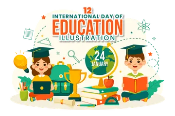 Journée internationale de l'éducation Pack d'Illustrations