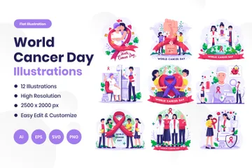 Journée mondiale contre le cancer Pack d'Illustrations