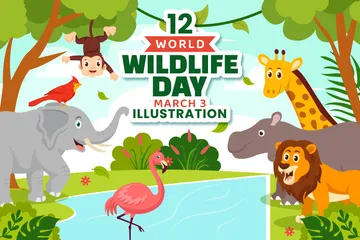 Journée mondiale de la vie sauvage Pack d'Illustrations