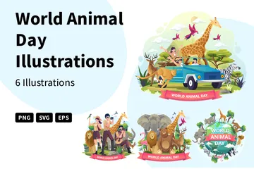 Journée mondiale des animaux Pack d'Illustrations
