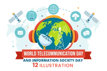 Journée mondiale des télécommunications et de la société de l'information Pack d'Illustrations