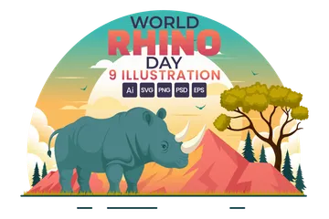Journée mondiale des rhinocéros Pack d'Illustrations