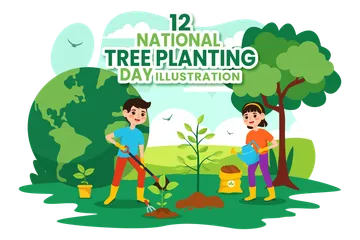 Journée nationale de la plantation d'arbres Pack d'Illustrations