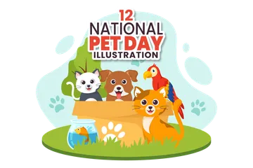 Journée nationale des animaux de compagnie Pack d'Illustrations
