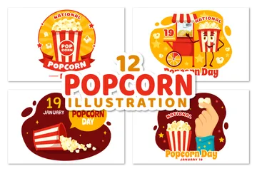 Journée nationale du pop-corn Pack d'Illustrations