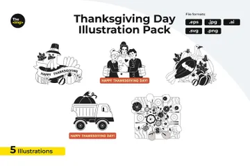 Joyeuse célébration de Thanksgiving Pack d'Illustrations