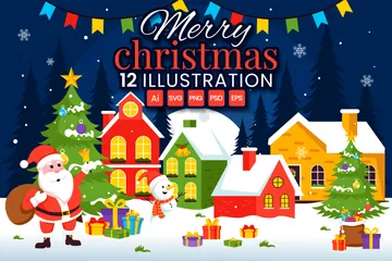 Joyeux Noël Célébration Pack d'Illustrations