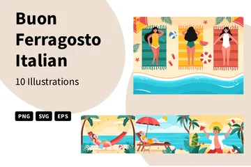 Joyeux festival italien de Ferragosto Pack d'Illustrations