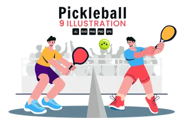 Deporte del juego Pickleball Paquete de Ilustraciones