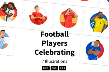Jugadores de fútbol celebrando Paquete de Ilustraciones