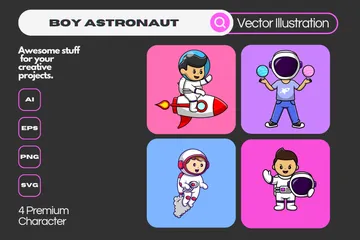 Junge Astronaut Illustrationspack