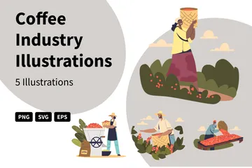 Kaffeeindustrie Illustrationspack