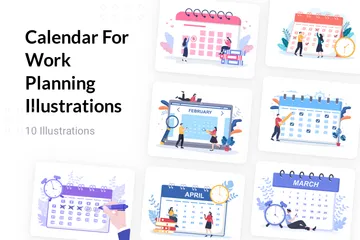 Kalender zur Arbeitsplanung Illustrationspack