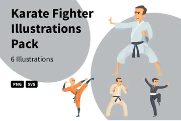 Karate-Kämpfer Illustrationspack