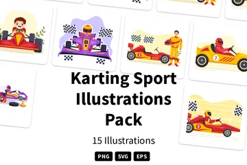 Karting Deporte Paquete de Ilustraciones