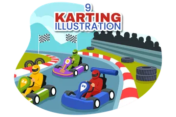 Kart Esporte Pacote de Ilustrações