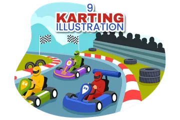 Karting Sport Illustration Pack
