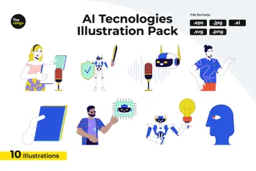 KI-Technologie für Erwachsene Illustrationspack