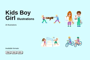Kids Boy Girl Illustration Pack