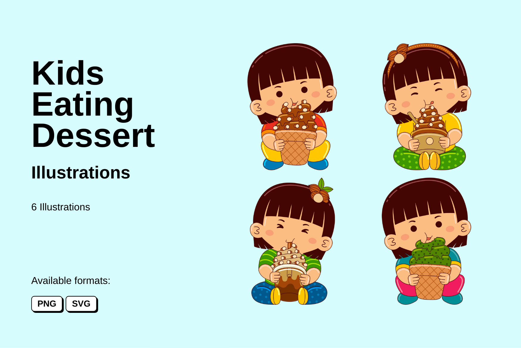 premium-kids-eating-dessert-illustration-pack-from-food-drink