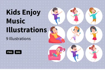 Kids Enjoy Music Illustration Pack