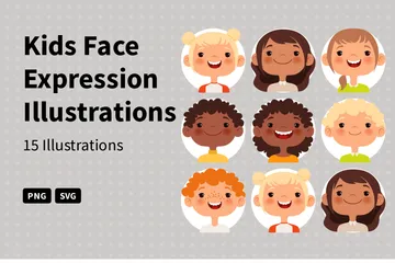 Kids Face Expression Illustration Pack