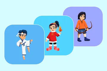 Kids Fighter Character Illustration Pack