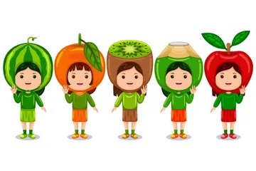 Kids Fruit Character Illustration Pack