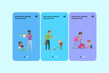 Kids House Cleaning Illustration Pack