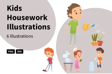 Kids Housework Illustration Pack