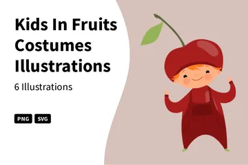 Kids In Fruits Costumes Illustration Pack
