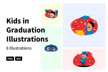 Kids In Graduation Illustration Pack
