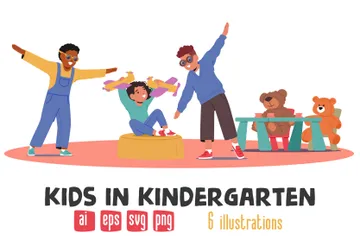 Kids In Kindergarten Illustration Pack