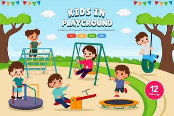 Kids In Playground Illustration Pack