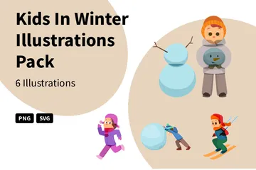 Kids In Winter Illustration Pack