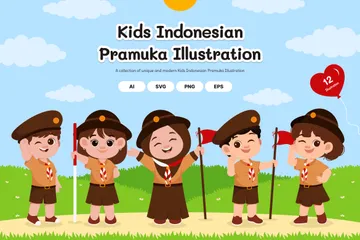 Kids Indonesian Scout Illustration Pack